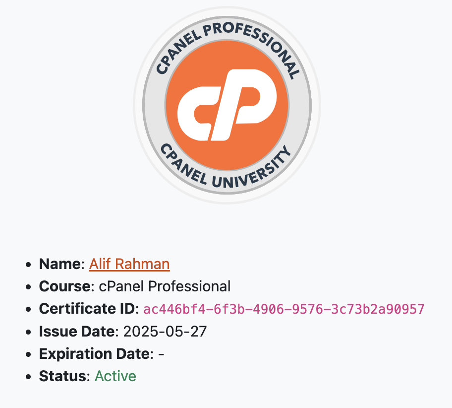 cPanel Certificate