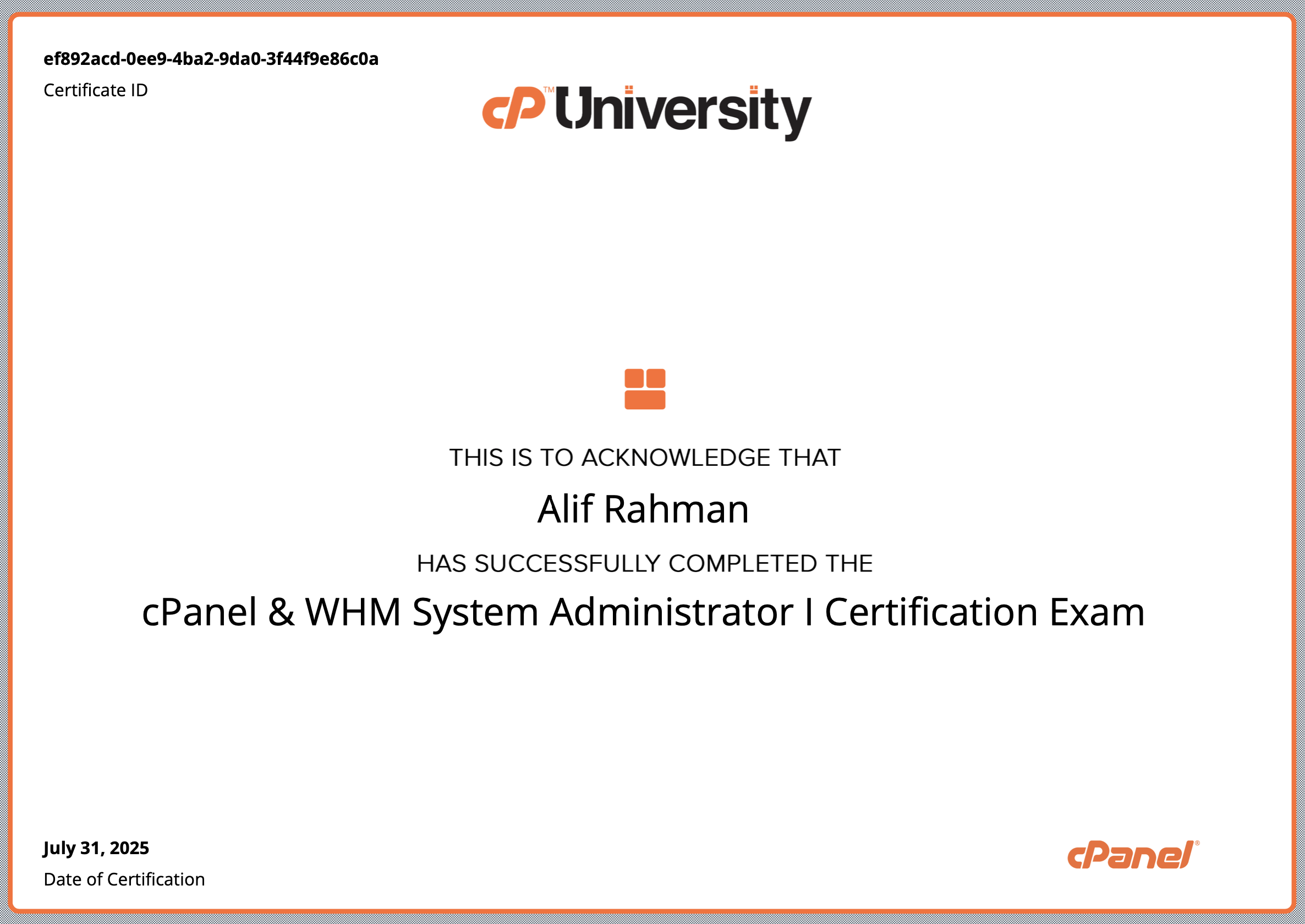 WHM Certificate